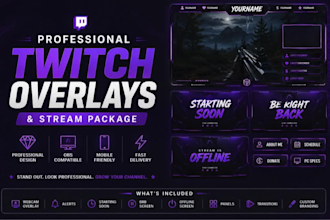 design clean professional twitch overlays and branding