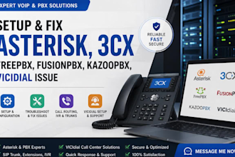 setup and fix asterisks, 3cx, freepbx,fusionpbx, kazoopbx issue, vicidial fix