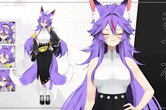 design your live2d vtuber 2d vtuber model anime and 2d animation