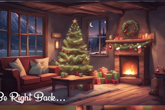 create cozy christmas stream overlay animated twitch screen lofi art animation