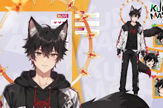 design rig, and animate anime live2d vtuber model, 2d vtuber model for stream