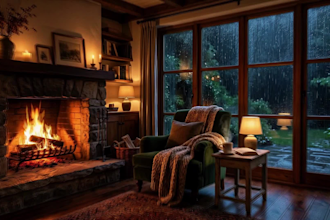 create snow cabin fireplace ambience videos