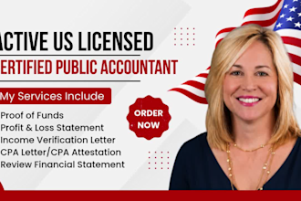 write US CPA letter, comfort letter, income verification for lenders, bank