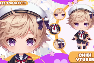 design and rig cute chibi  vtuber model in live2d anime for vtube studio stream