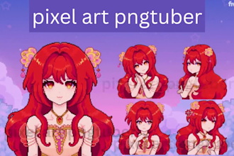 design cute anime pixel live2d vtuber model 2d pixel avatar anime vtuber model