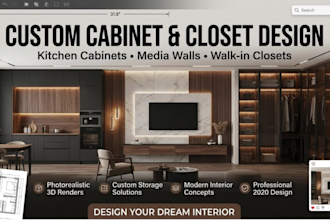 design kitchen cabinets closet, media wall  using 2020 design software