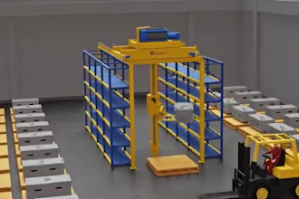 create 3d warehouse automation storage system asrs process animation video