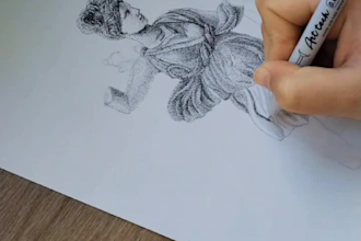 create highly detailed stippling art of statues and buildings and landmark