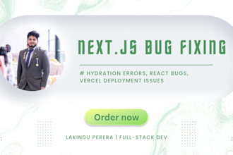 fix nextjs website bugs, react errors, and vercel deployment issues