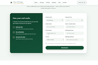 design a modern responsive quran academy website
