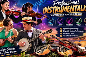 record banjo, sarod, bouzouki, viola or guitar for your music