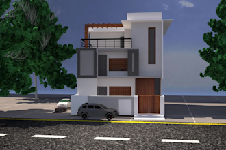 photorealistic 3d modern house