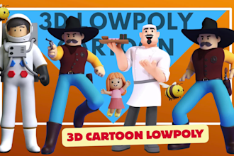 create 3d stylized lowpoly cartoon character animation for game, indie projects