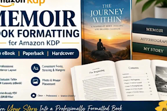 format your memoir for amazon KDP ebook and paperback