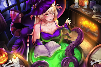 draw a halloween ych artwork for your vtuber or oc