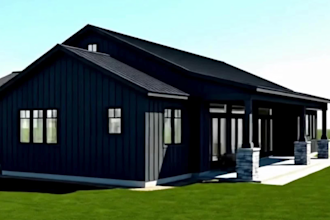 do plan and design 3d barn dominium design and  rendering visualized