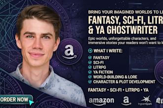 write, rewrite or edit fantasy, litrpg, sci fi, isekai, cultivation and ya books