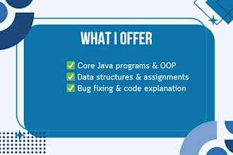 write java programs, fix bugs and solve java assignments