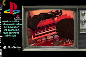 create ps1 style spotify canvas loop, low poly lofi music, visualizer animation