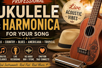 record soulful ukulele and harmonica for your folk country or blues song