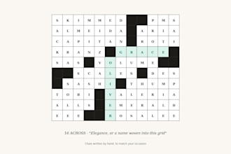 create a real custom crossword puzzle with your names woven in