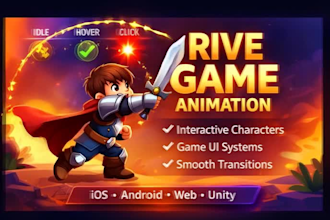 create advance interactive rive animation with state machines for saas and web