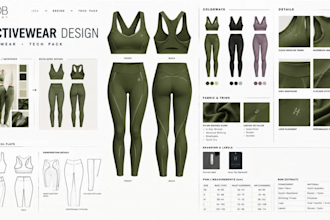 do activewear tech pack fashion designer sportswear design clothing tech pack