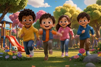 do pixar style 3d kids animation, ai kids cartoon video, 3d character animation