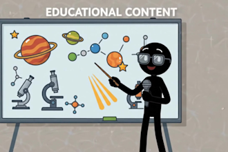 animate a funny 2d stickman video for your content
