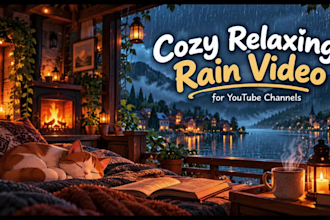 create cozy relaxing rain video for youtube channels, meditation video