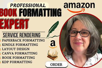 do paperback formatting, layout formatting, interior design and canva formatting