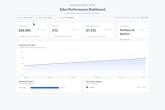 build a custom data dashboard with live charts and filters
