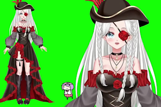 draw high quality live 2d anime v tuber avatar live2d rigging v tuber outfit