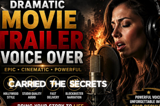 record a dramatic movie trailer voice over for your film