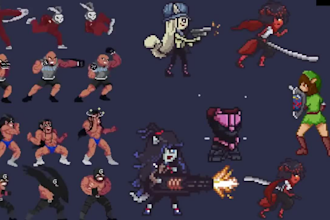 8 bit 16 bit pixel art character sprite sheet rpg tilesets animation for games