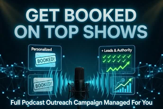 handle your full podcast guest outreach campaign and get you booked on top shows