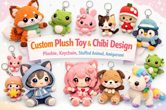 custom plush furr toy keychain design plushie crochet amigurumi stuffed animal