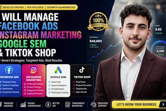 manage facebook ads instagram marketing and google SEM and tiktok shop