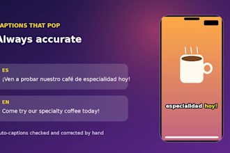 edit reels and tiktoks with english and spanish captions