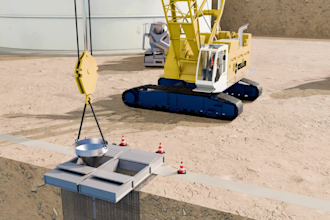 create 3d construction animation pilling deep foundation and eotechical process