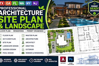 tx ga fl wa ny nj  landscape design, site plan, backyard design city permit
