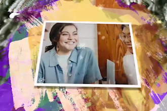 design a cinematic christmas promo opener with photos and music