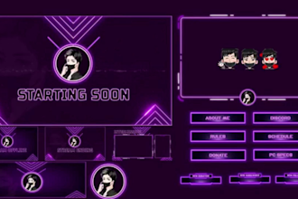 design animated stream overlay twitch package stream logo kick anime overlay