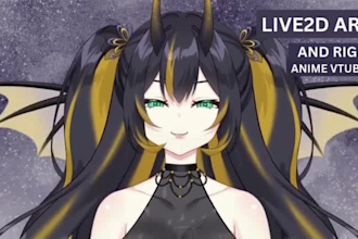 draw and rig 2d vtuber model, live2d vtuber, live2d rigging, vtuber design