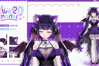 design, rig vtuber character, live2d model in anime style art for vtube studio