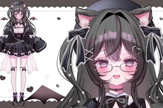 draw and rig  anime vtuber model, live2d vtuber model, vtuber commission
