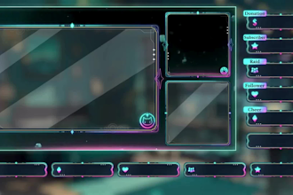 design animated stream overlay vtuber anime style for twitch, kick, youtube