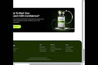 design peptide website, supplement store,  nutraceutical website