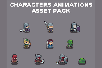 pixel art character animation, sprite sheet animation, 2d character animation