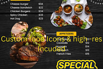 design professional restaurant menu and price list